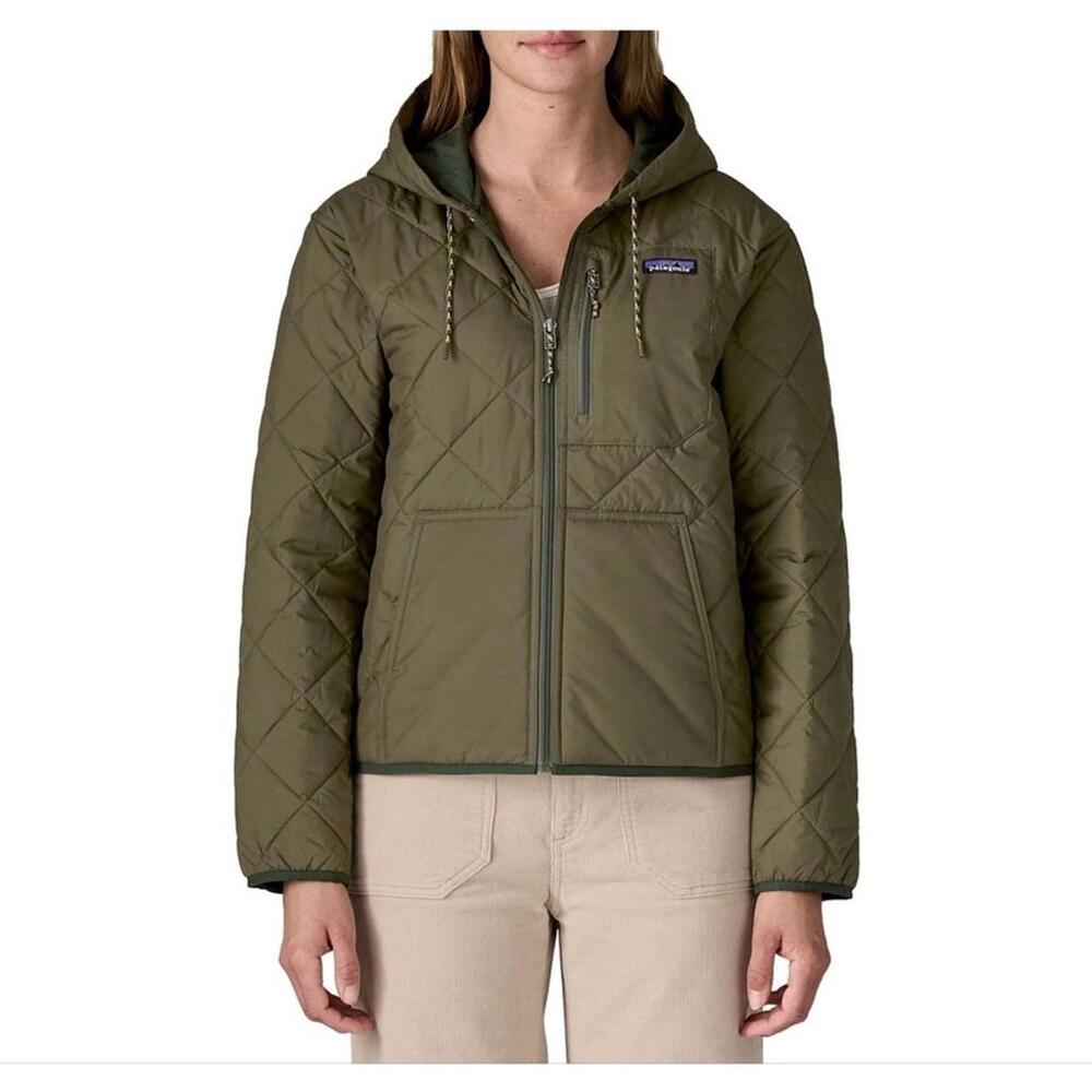 Patagonia Diamond Quilted Bomber Hoody Jacket Women's Size L NWT Basin Green - Picture 2 of 9